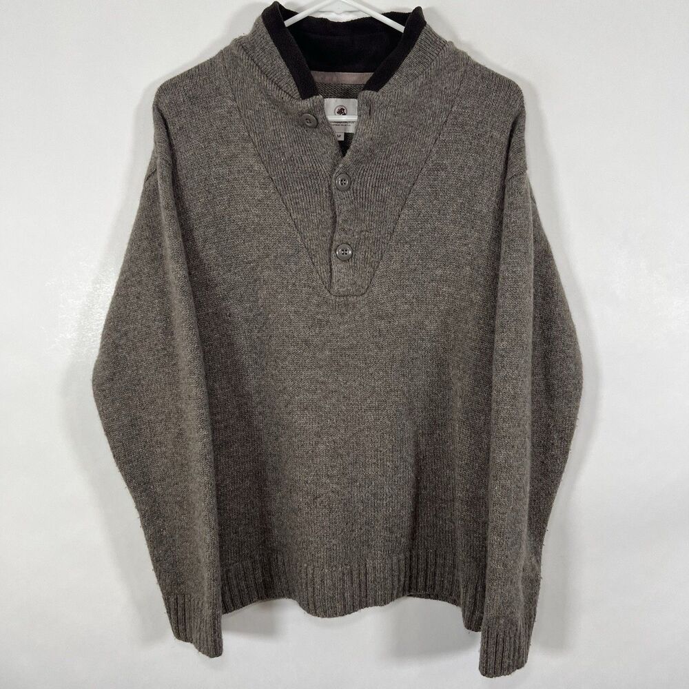 Southern Proper Wool Blend Henley Sweater Mens Size Medium Light Brown Pullover